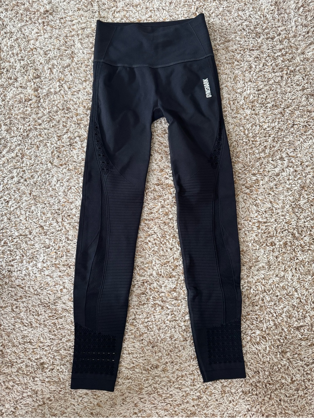 Gymshark Black Seamless High-Waist Kids Leggings with Textured Panels